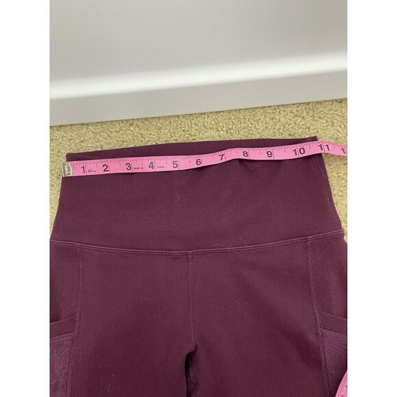 Fabletics Womens Leggings Size XS ? Maroon Mesh Siding w Pockets Full Length - Picture 6 of 8